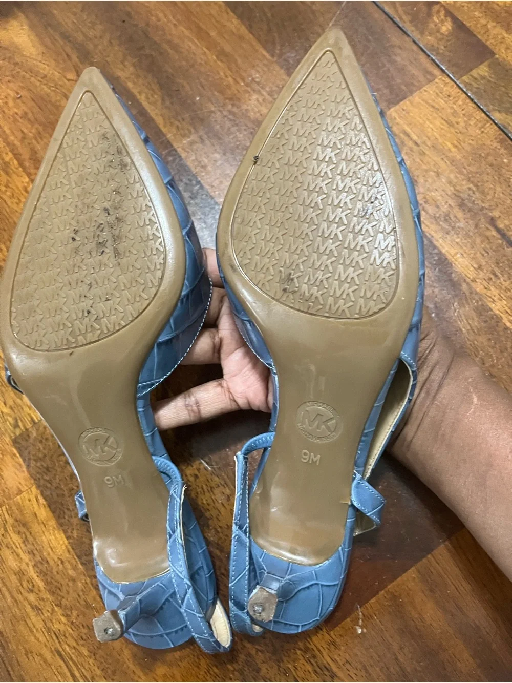 Michael Kors Light Blue Sling Back Pointed Toe Heels 8.5